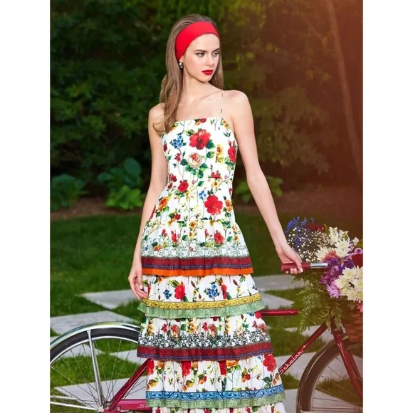 Alice Olivia Valencia Dew Floral Spaghetti Strap Maxi Dress